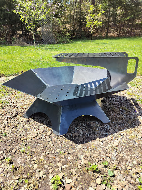 37"x37" hexagon firepit with removable cooktop