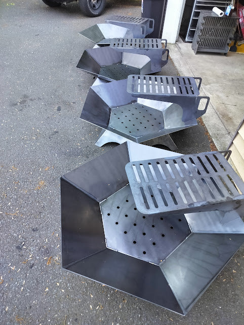 37"x37" hexagon firepit with removable cooktop