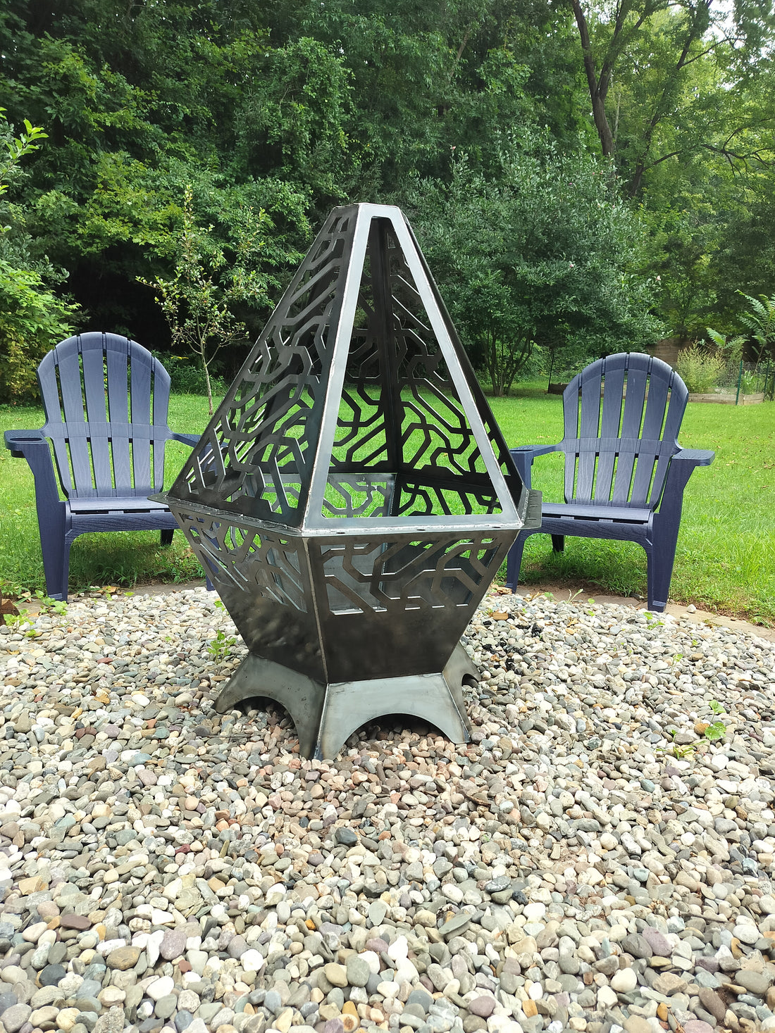 42" tall 2 piece firepit with grill attachment
