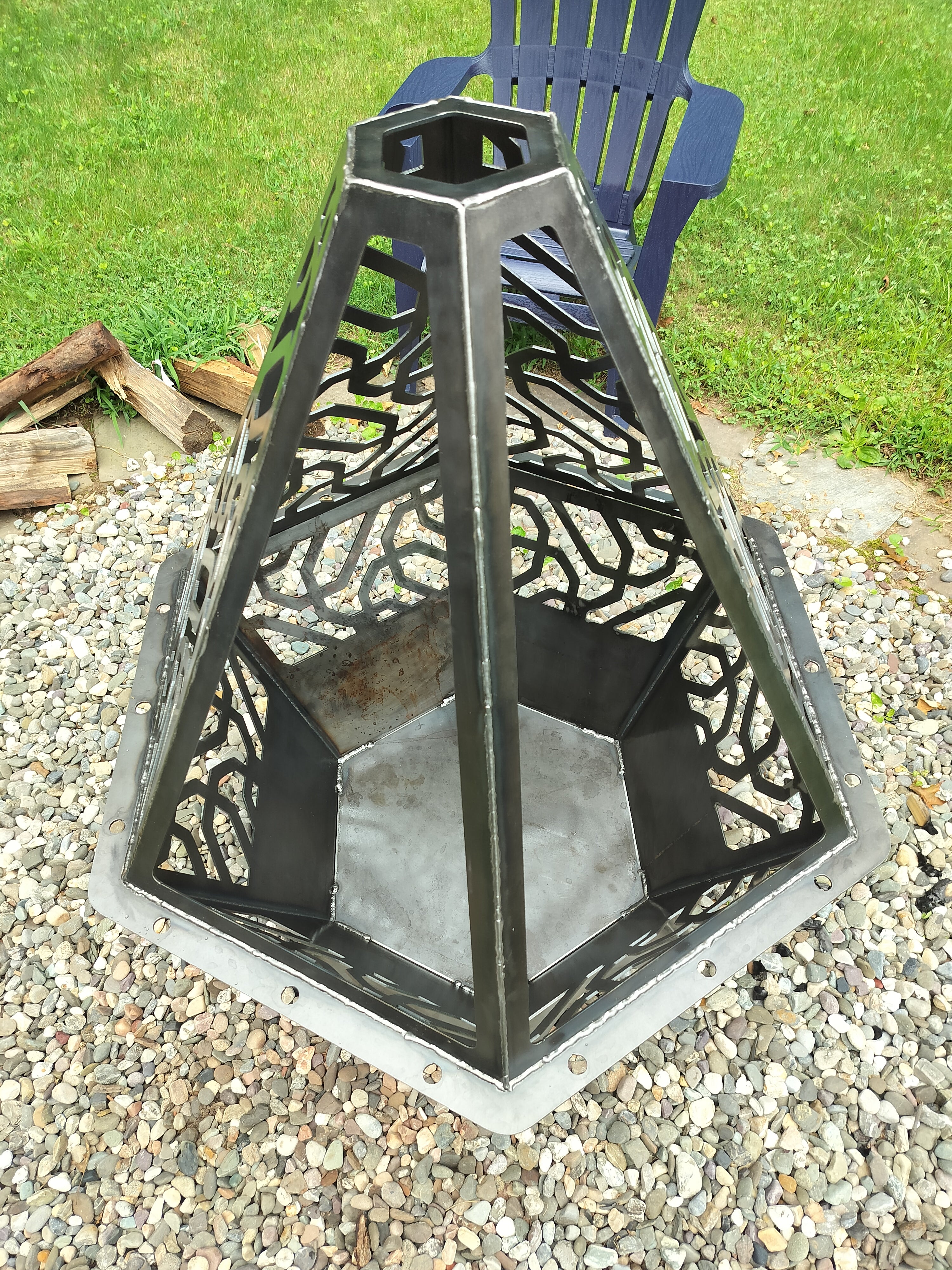 42" tall 2 piece firepit with grill attachment