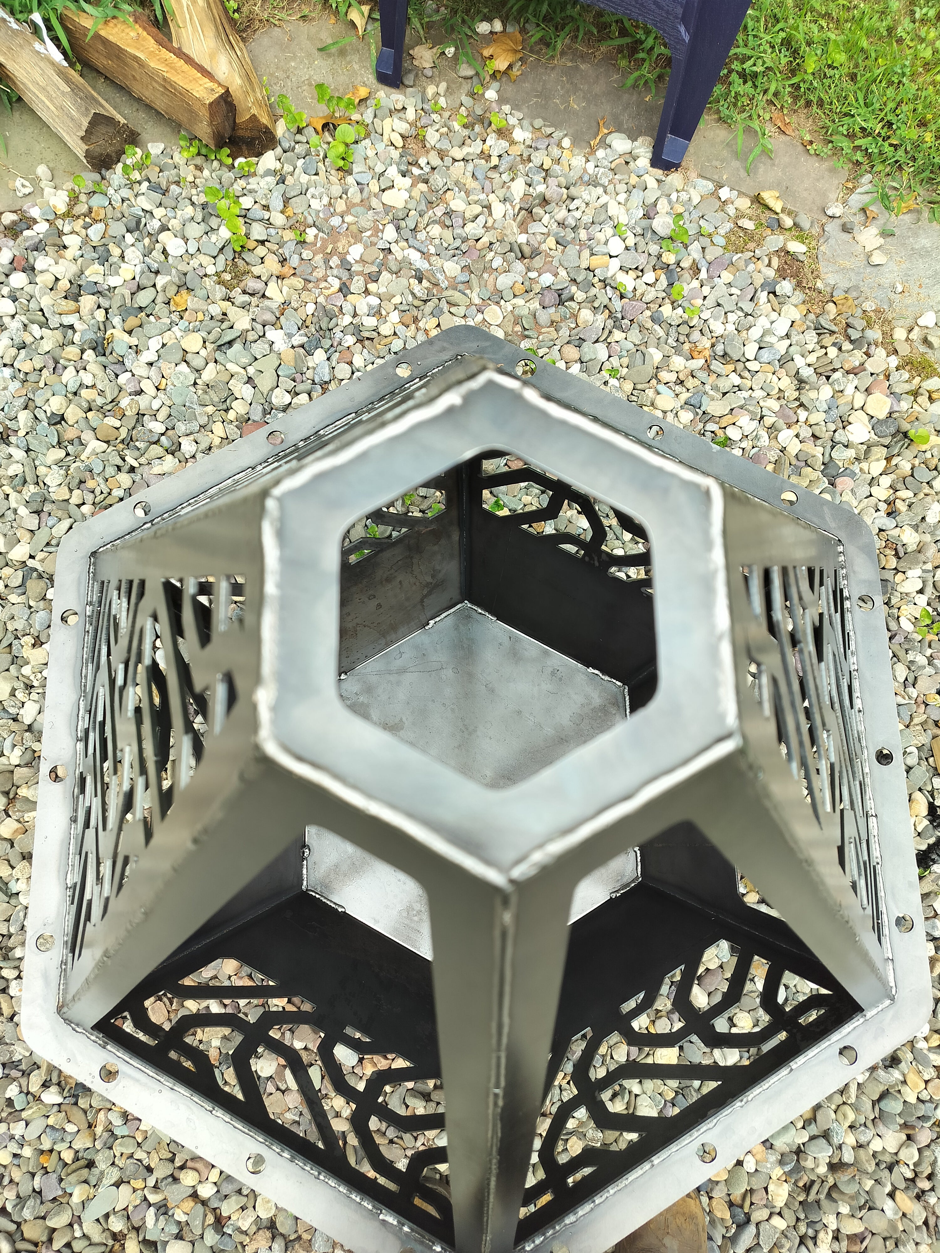 42" tall 2 piece firepit with grill attachment