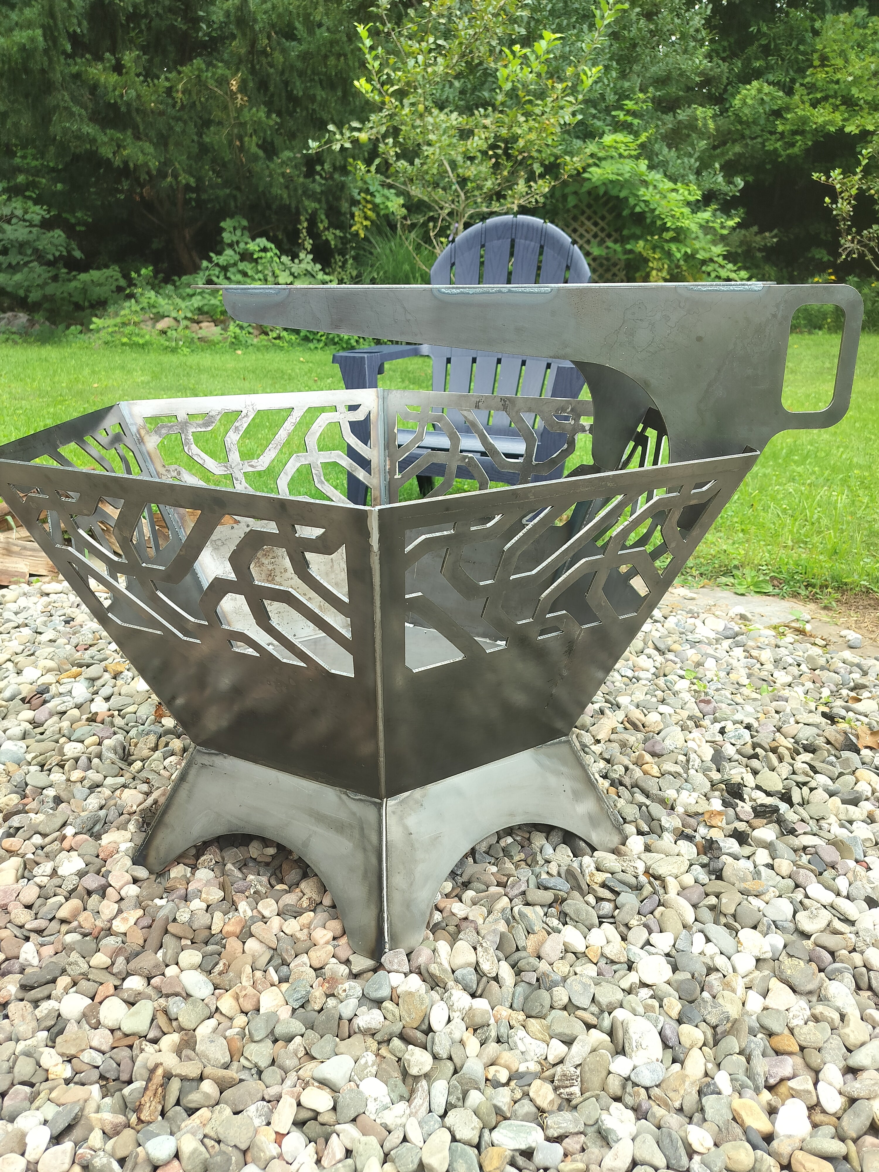 42" tall 2 piece firepit with grill attachment
