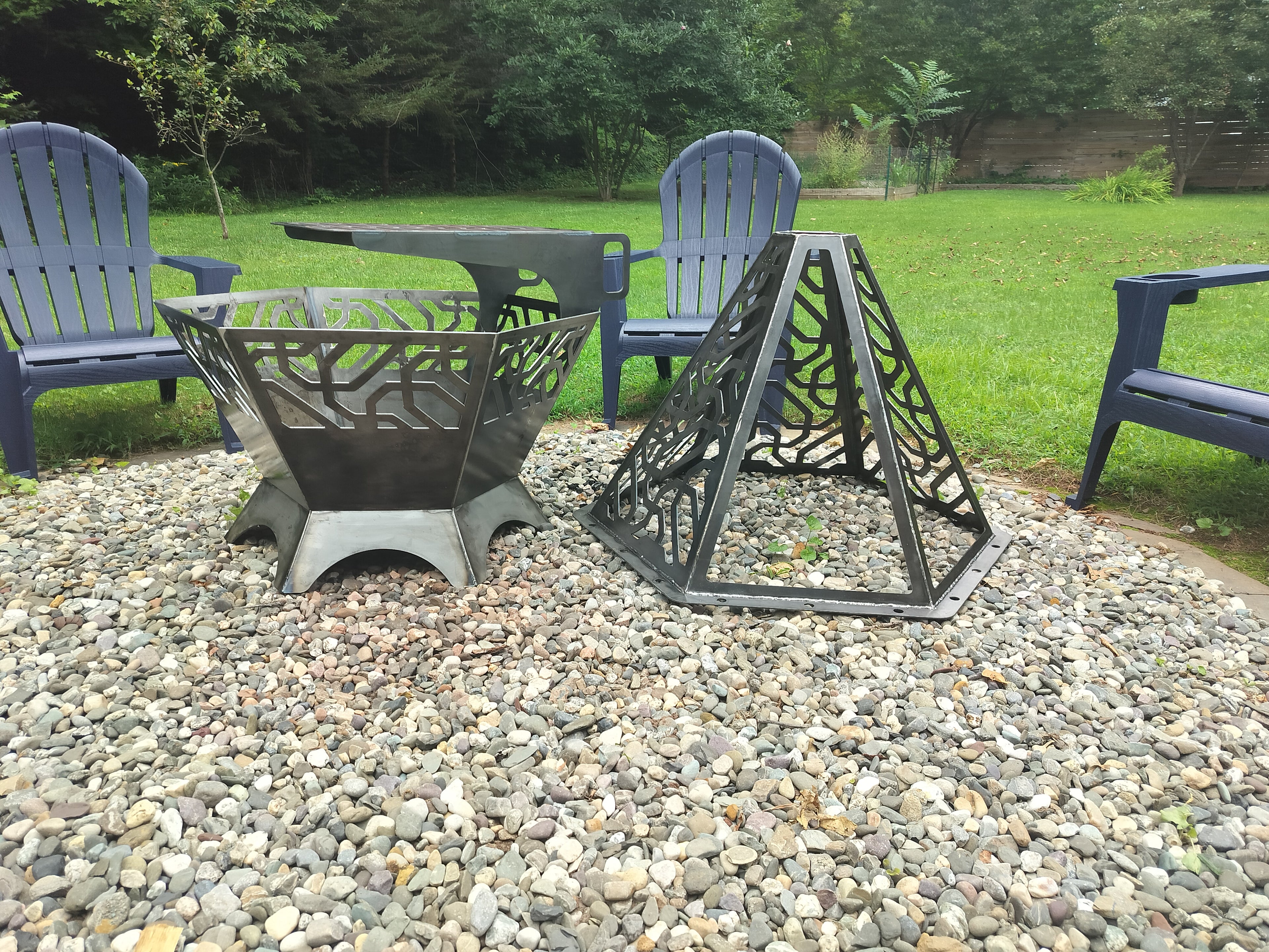 42" tall 2 piece firepit with grill attachment