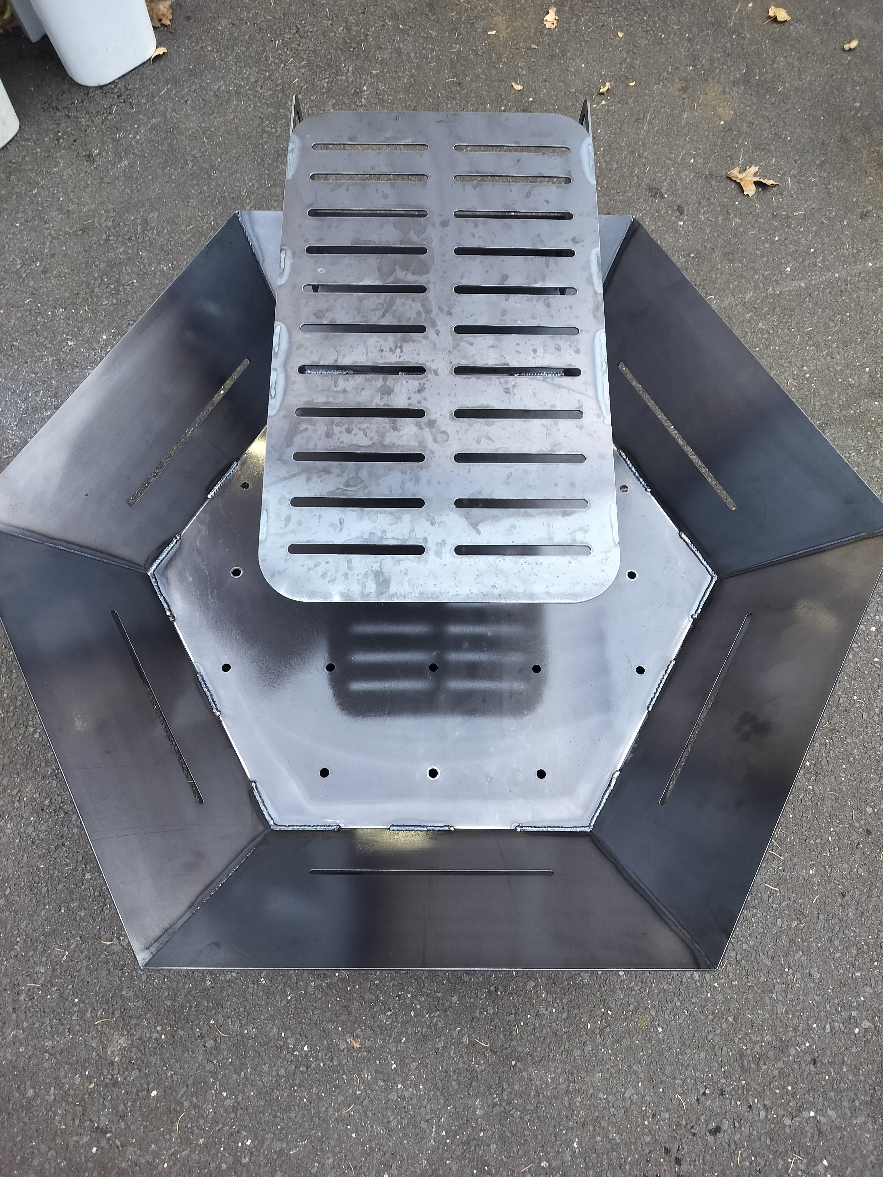 48" hexagon firepit with removable cooktop