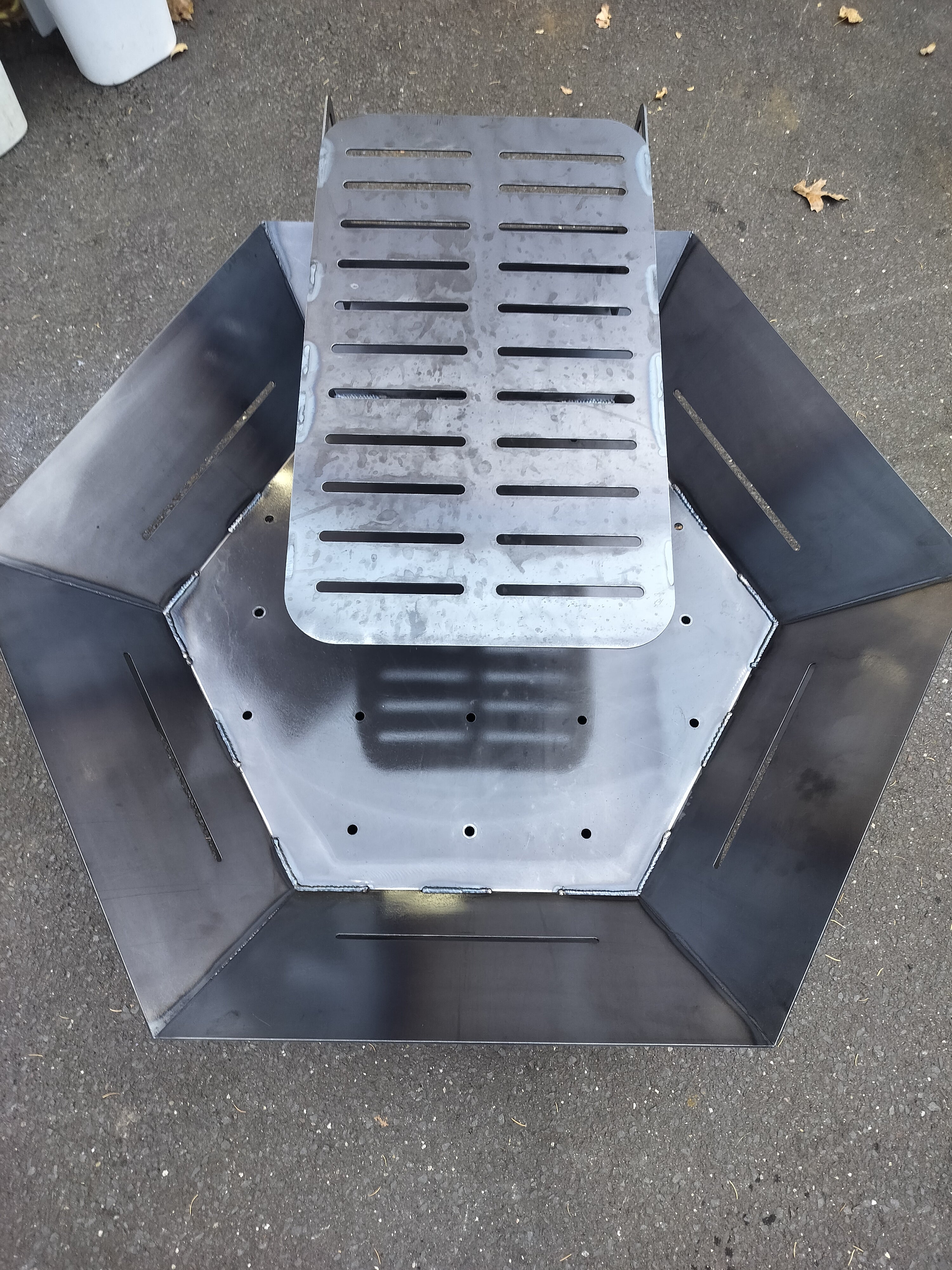 48" hexagon firepit with removable cooktop