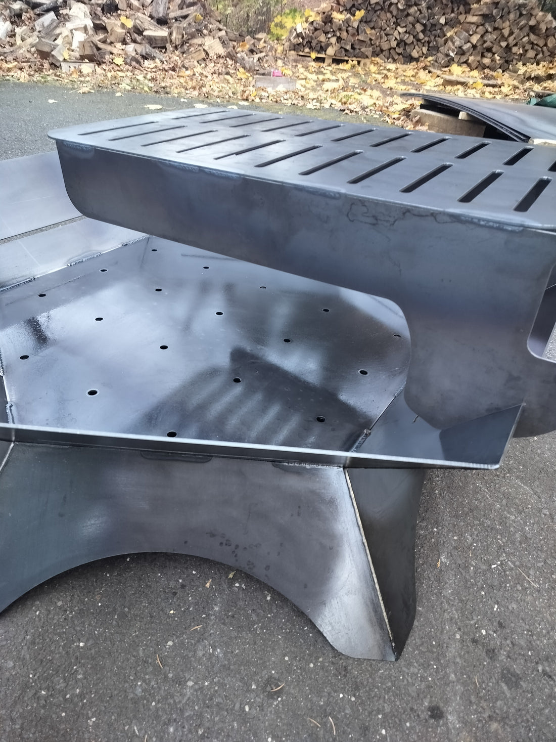 48" hexagon firepit with removable cooktop