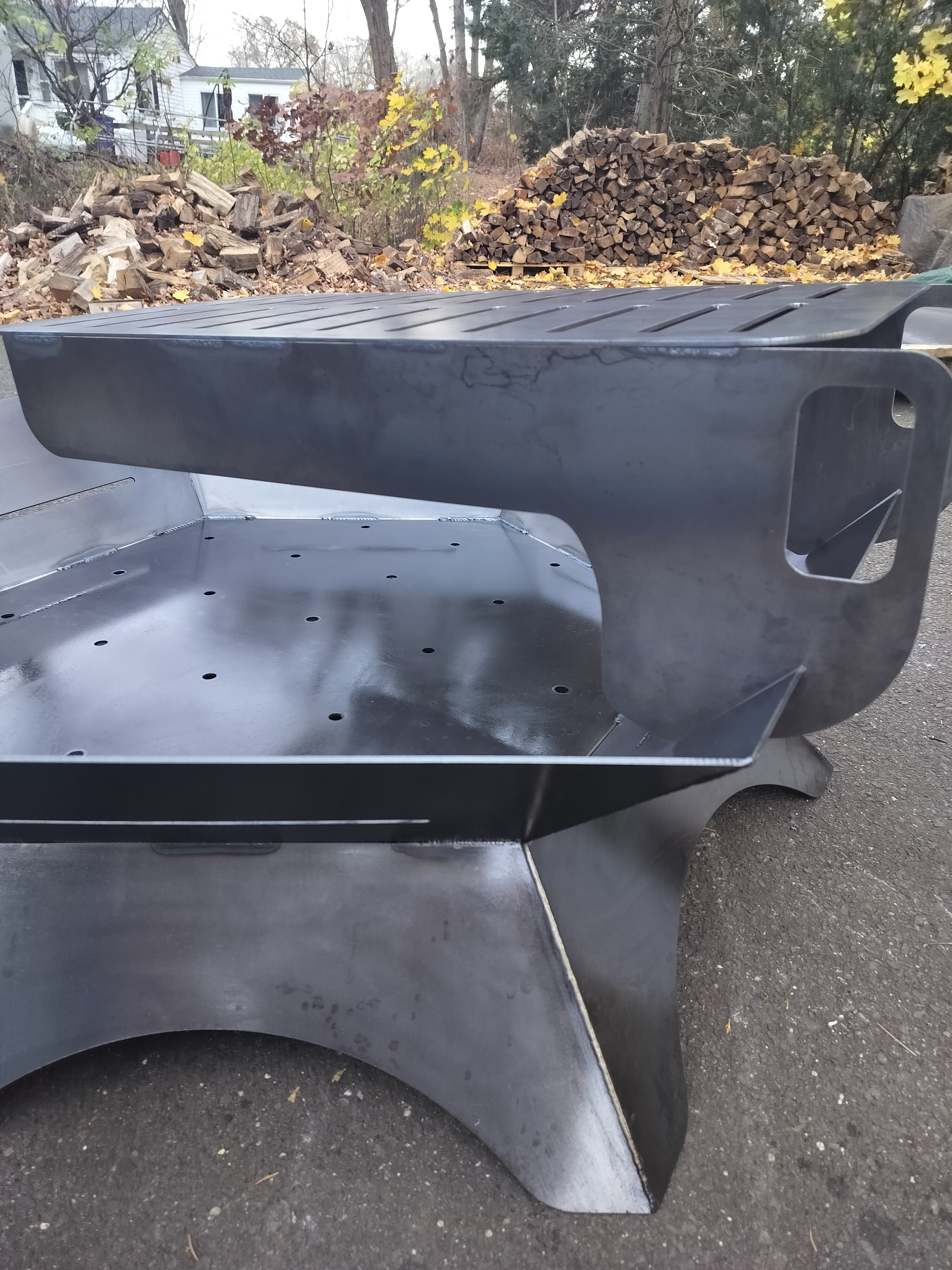 48" hexagon firepit with removable cooktop