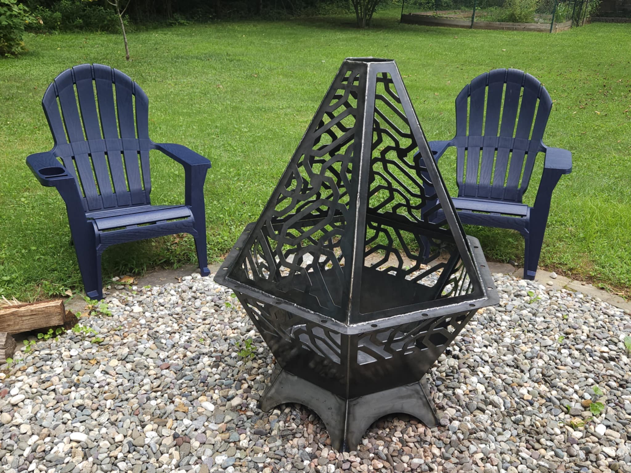 42" tall 2 piece firepit with grill attachment