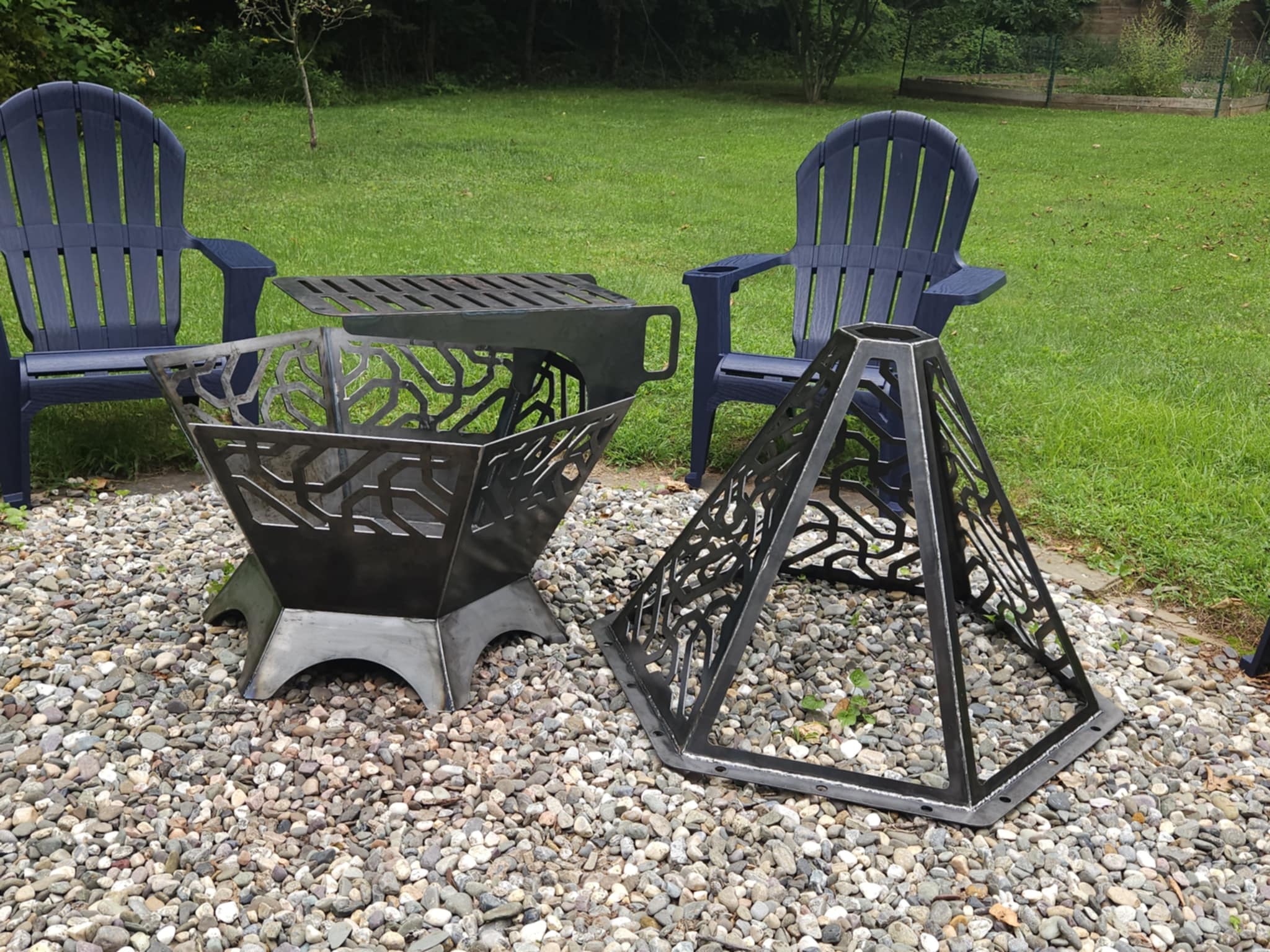 42" tall 2 piece firepit with grill attachment