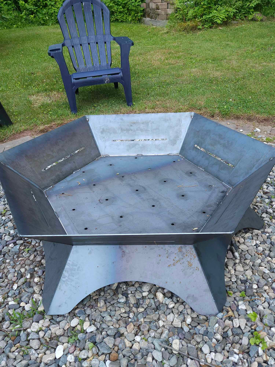 48" hexagon firepit with removable cooktop