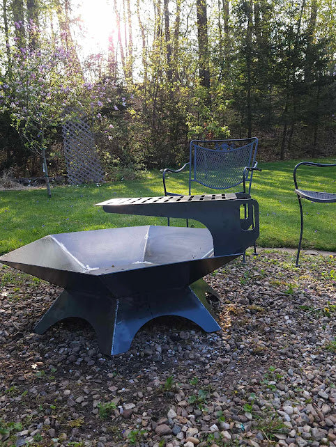 37"x37" hexagon firepit with removable cooktop
