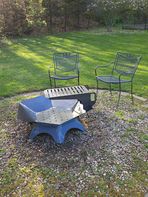37"x37" hexagon firepit with removable cooktop