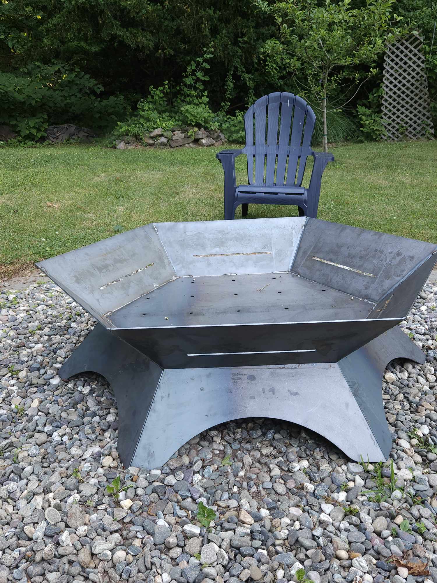 48" hexagon firepit with removable cooktop