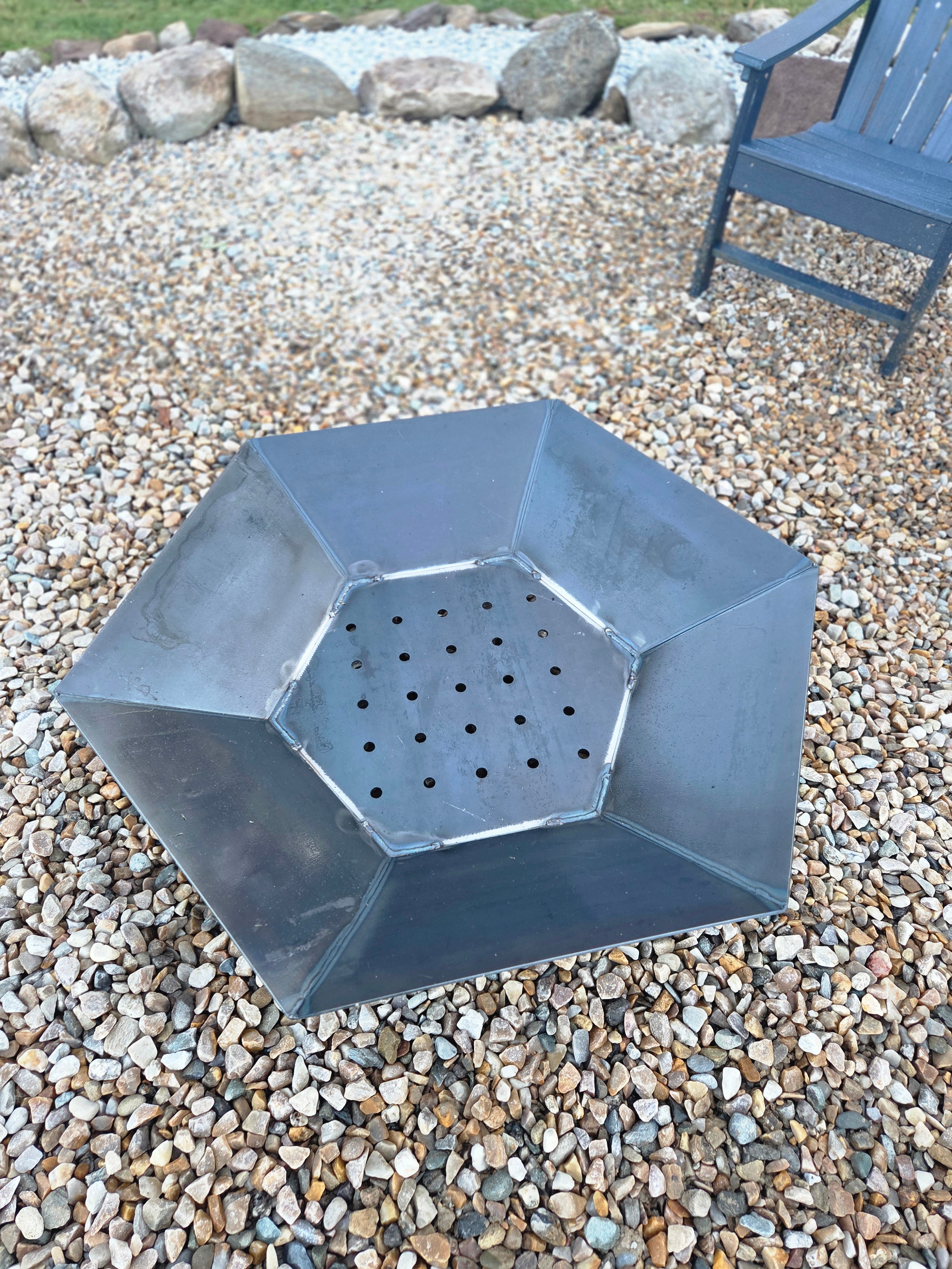 37"x37" hexagon firepit with removable cooktop