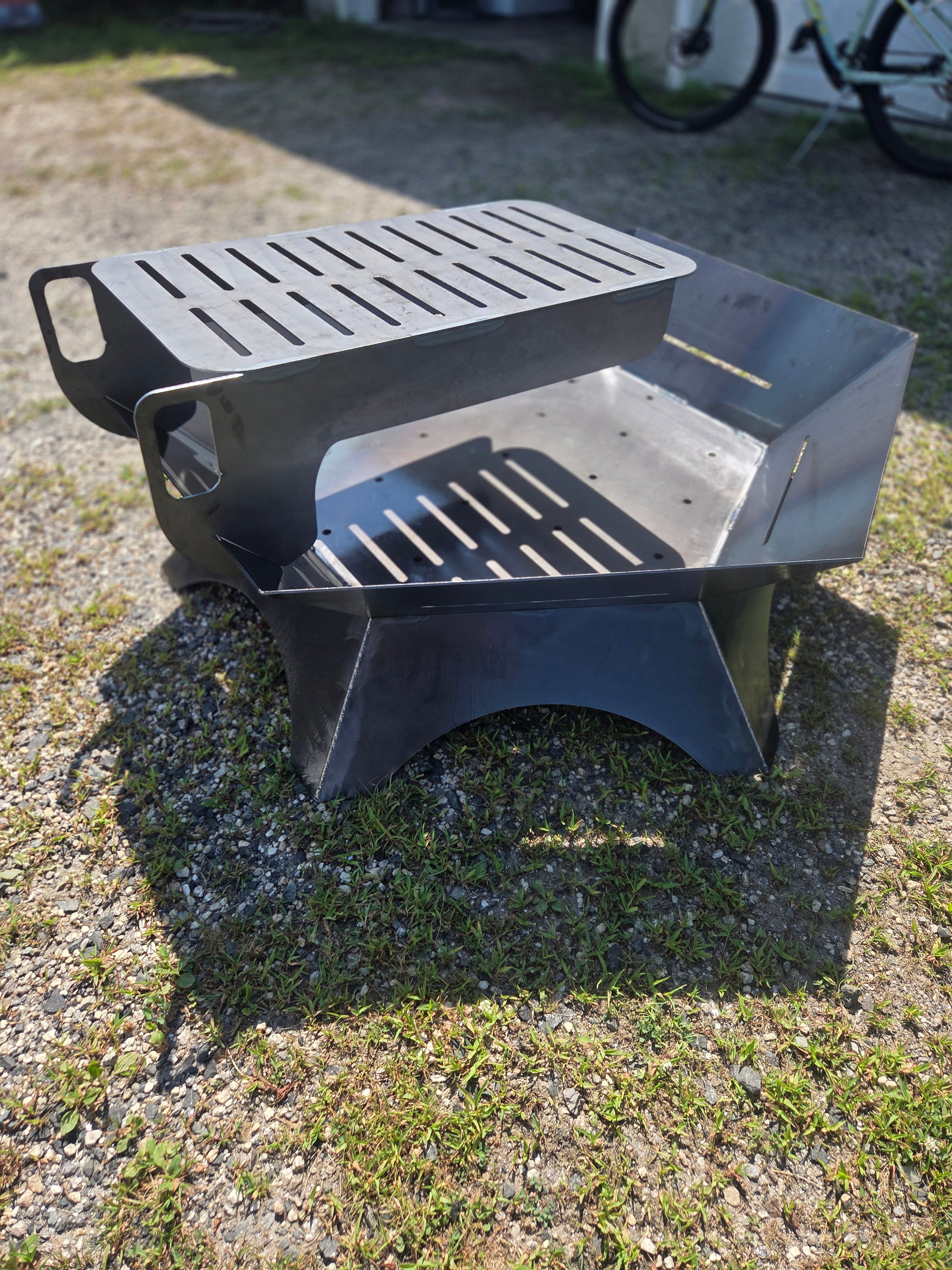 48" hexagon firepit with removable cooktop