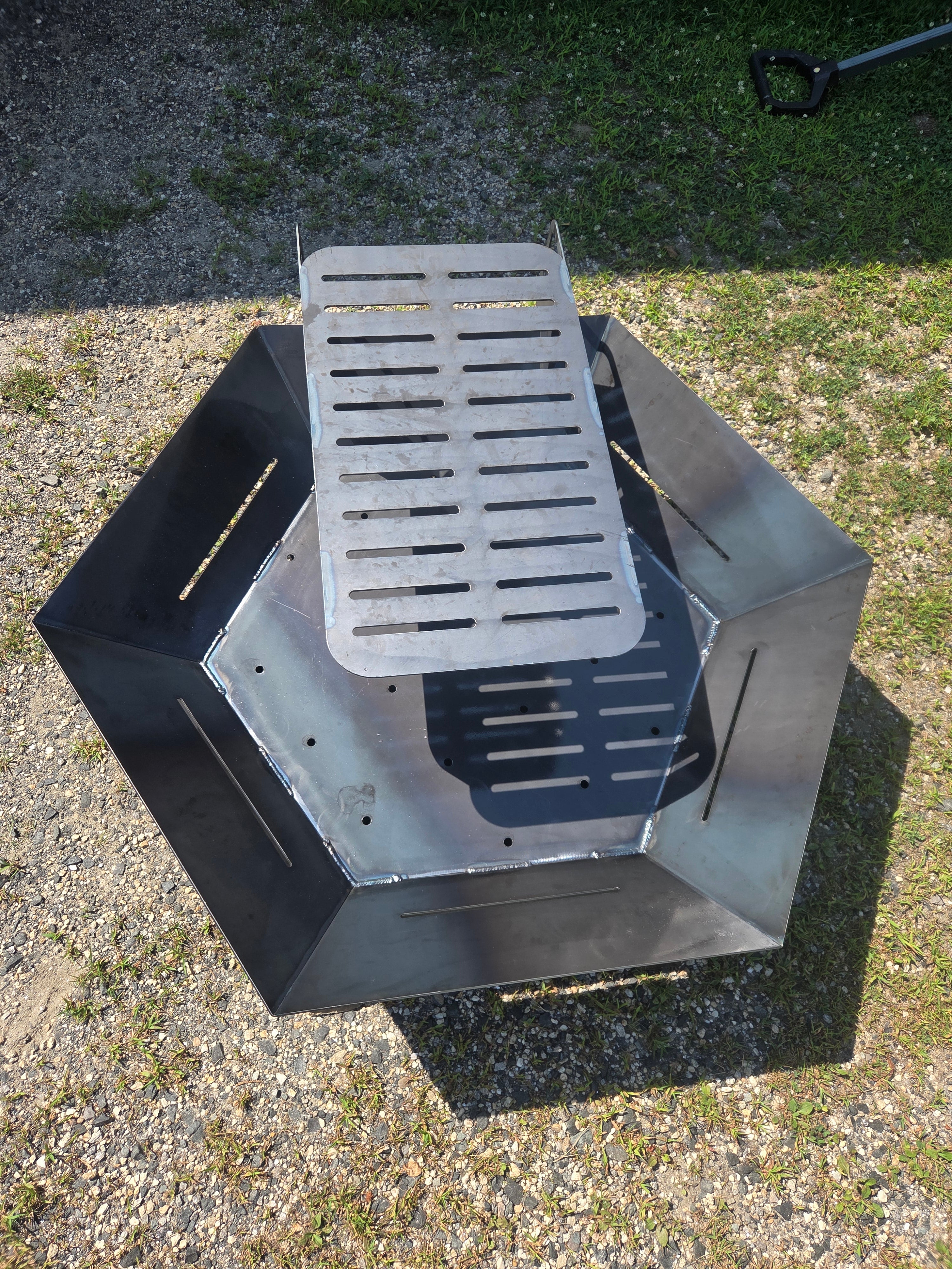 48" hexagon firepit with removable cooktop