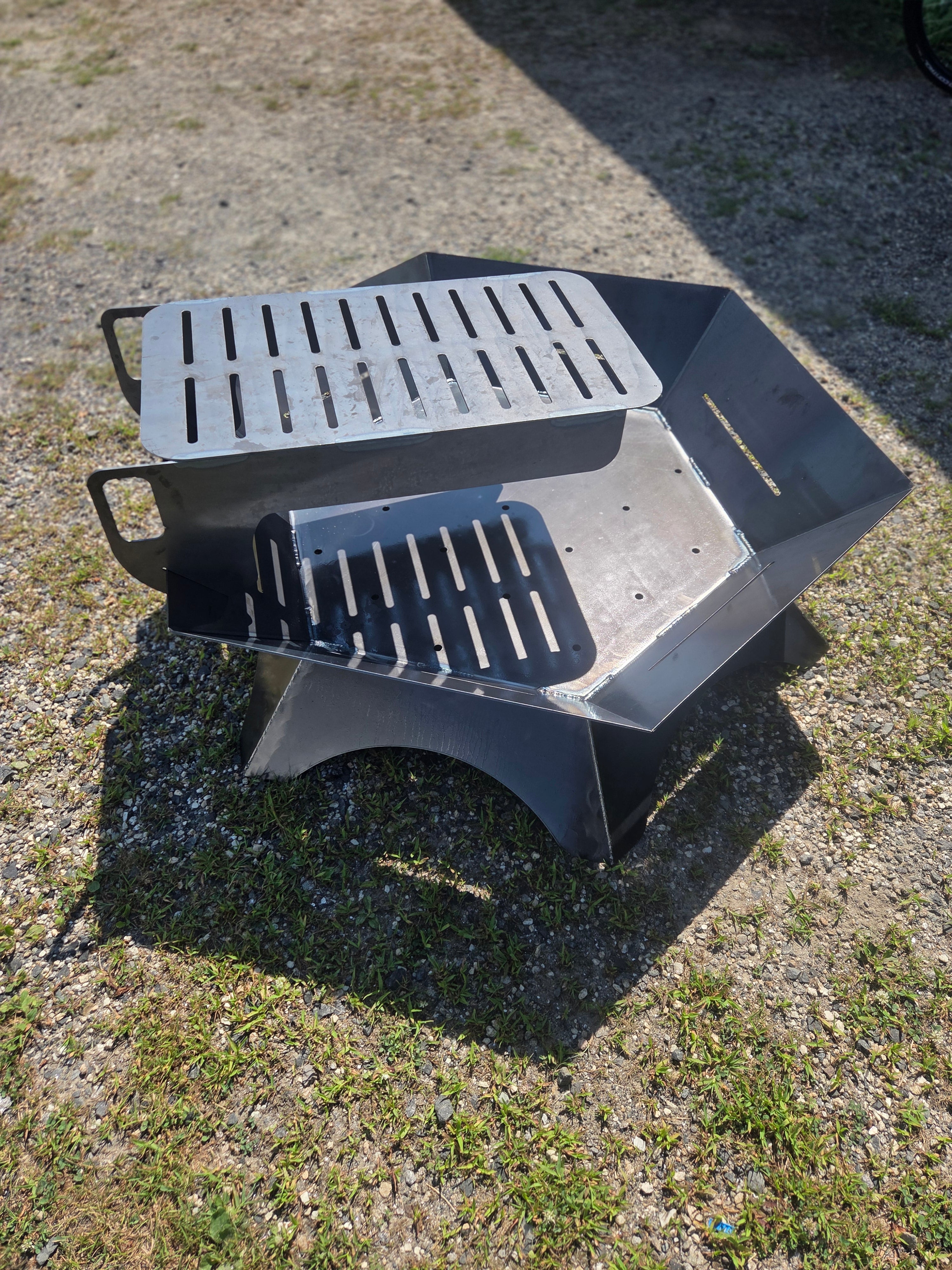 48" hexagon firepit with removable cooktop