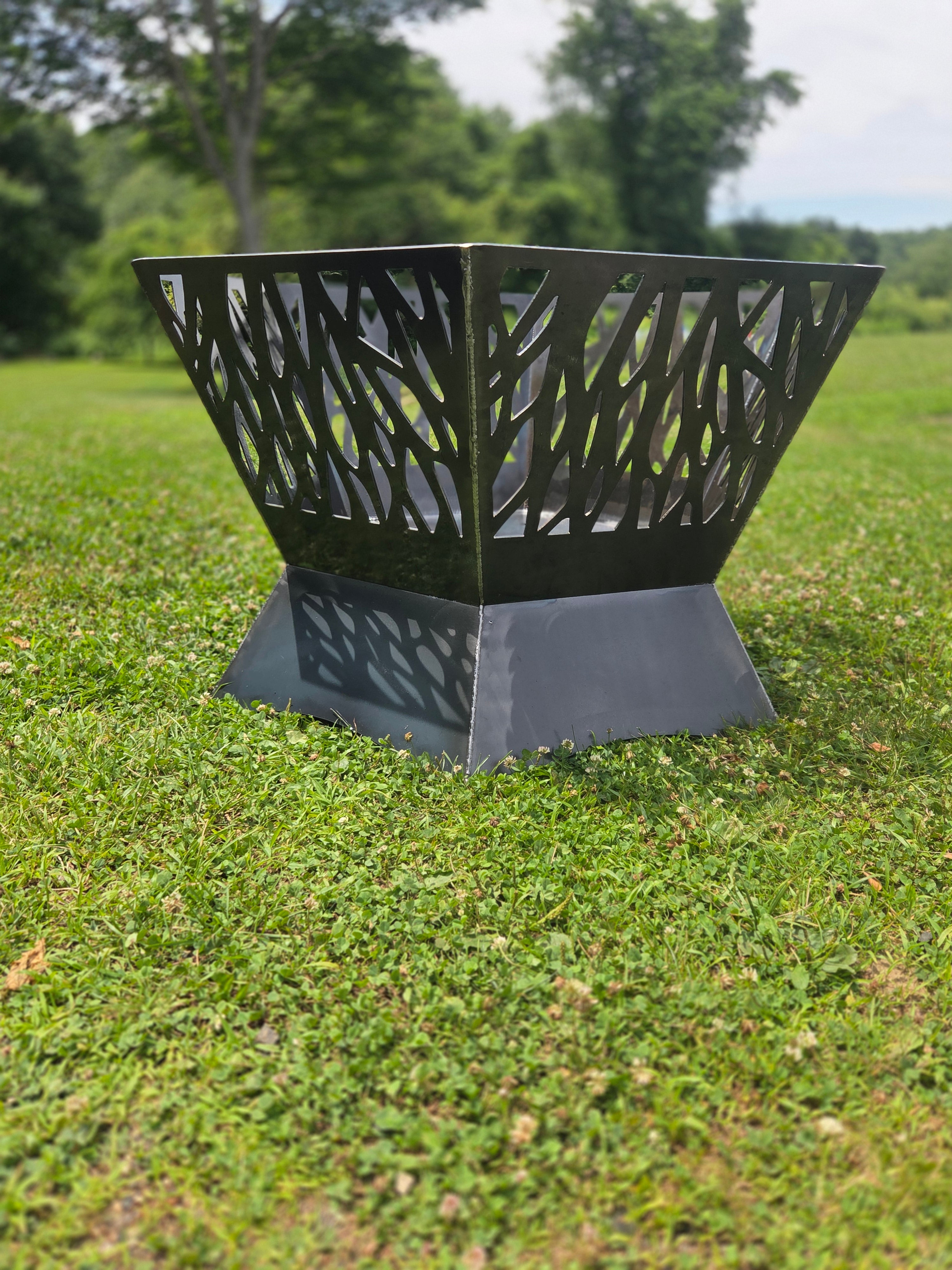 36" hexagon firepit with cutouts. 24" tall