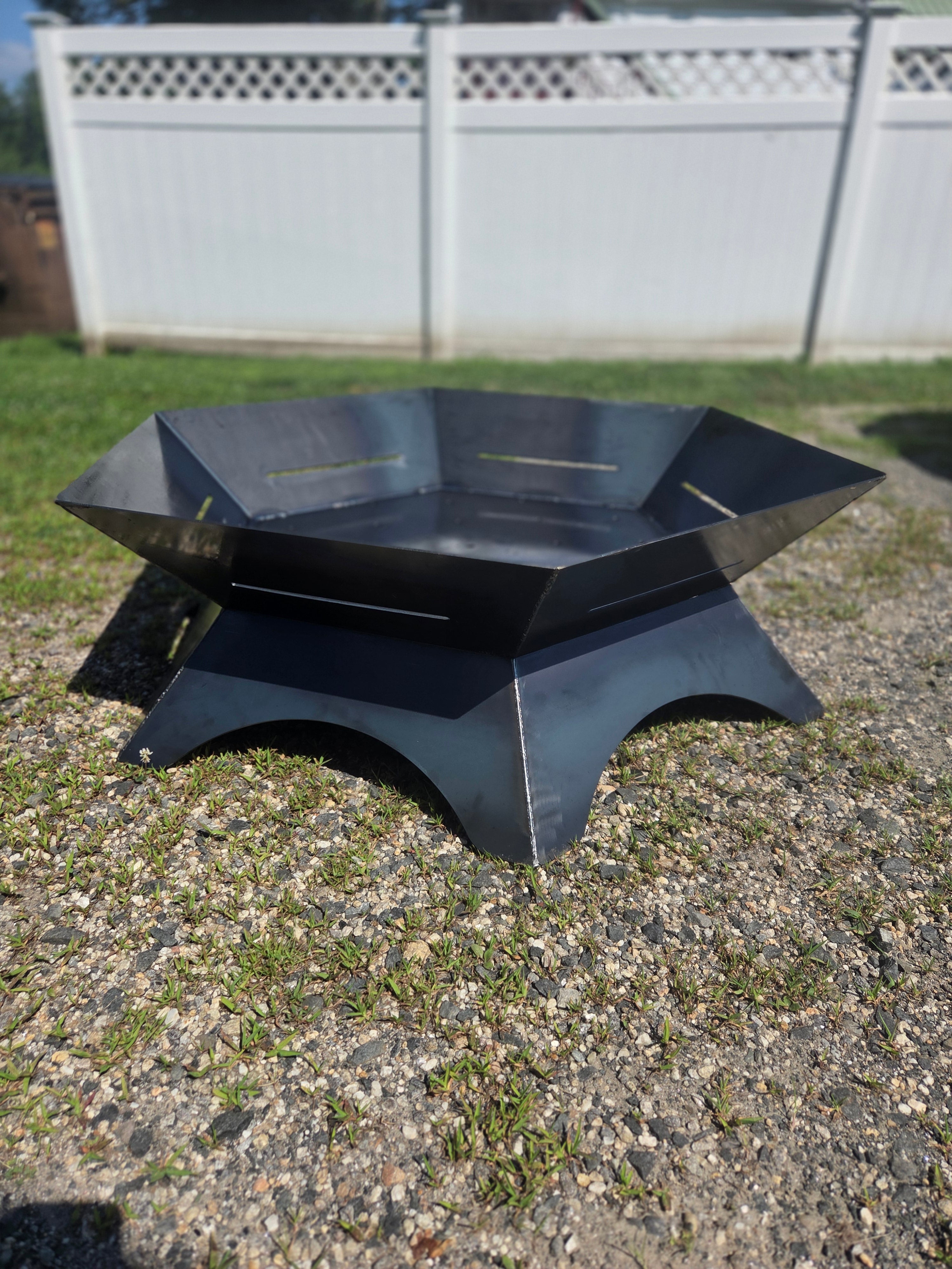 48" hexagon firepit with removable cooktop