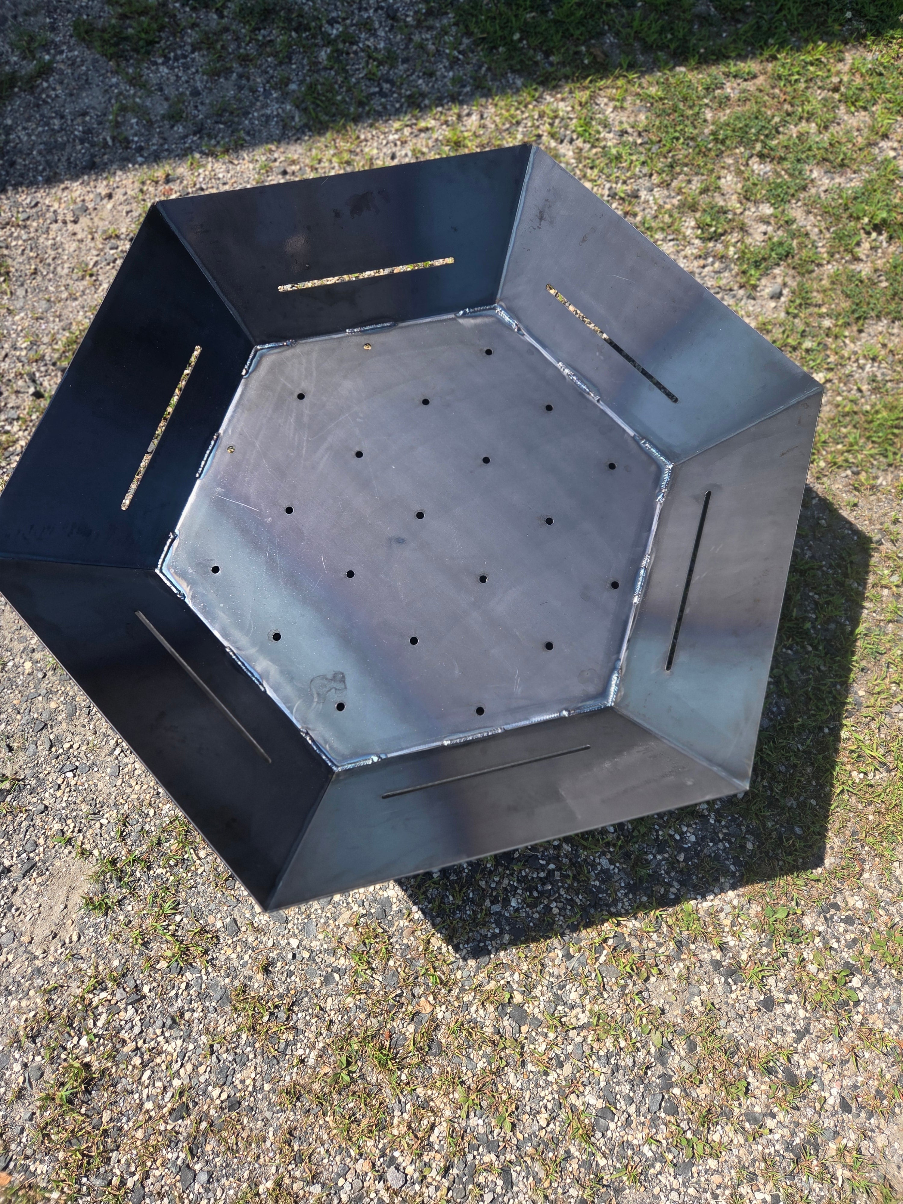 48" hexagon firepit with removable cooktop