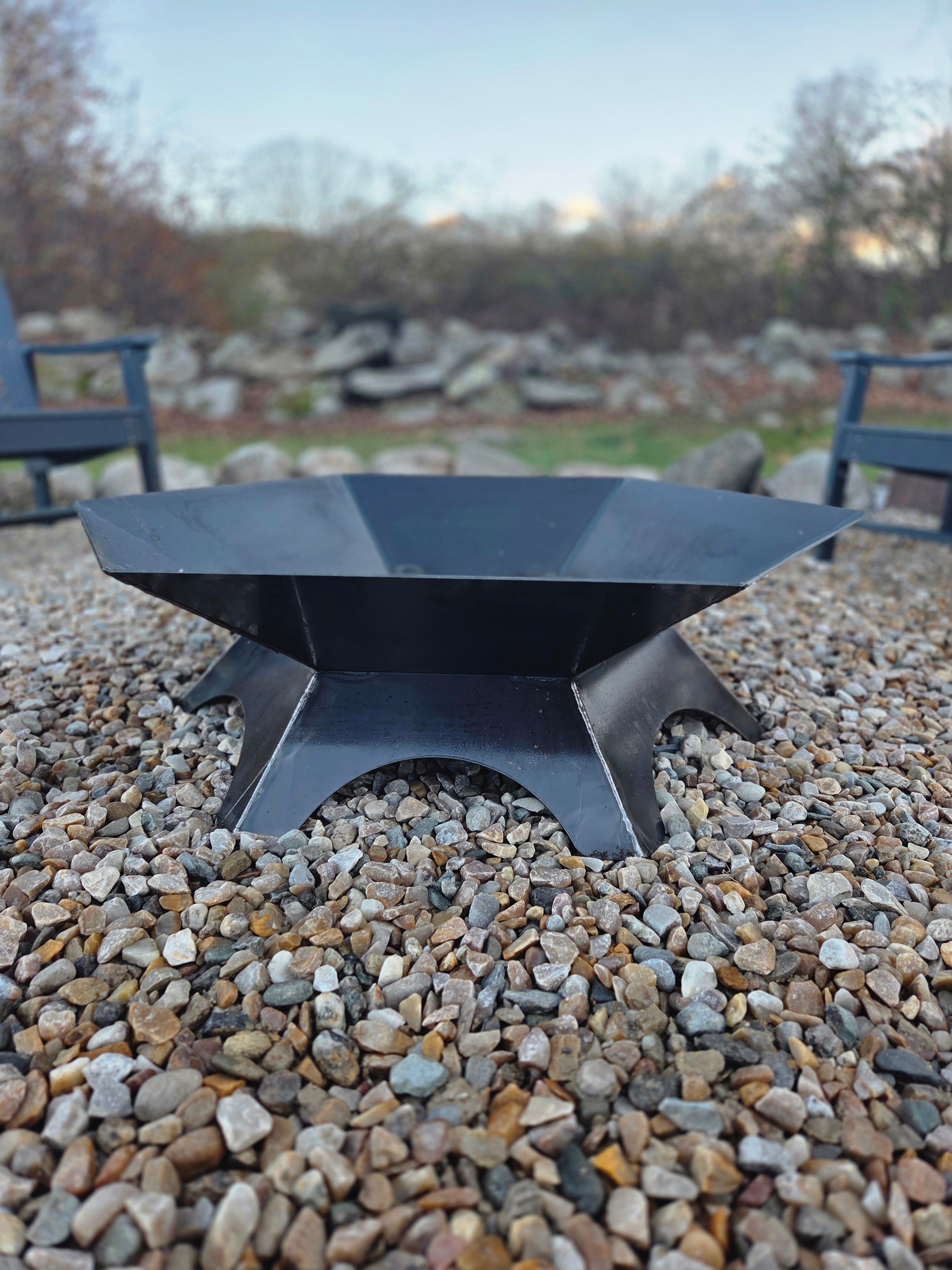 37"x37" hexagon firepit with removable cooktop