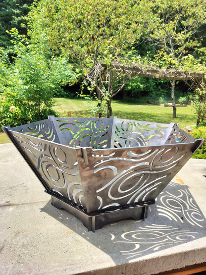 24&quot; collapsable swirl pattern firepit with cooktop