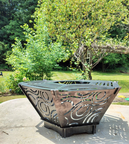 24&quot; collapsable swirl pattern firepit with cooktop