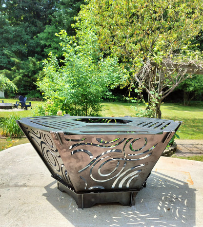 24&quot; collapsable swirl pattern firepit with cooktop