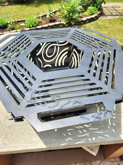 24&quot; collapsable swirl pattern firepit with cooktop