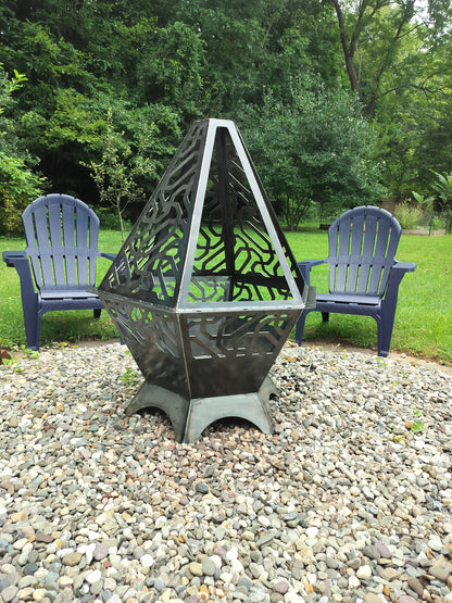42&quot; tall 2 piece firepit with grill attachment
