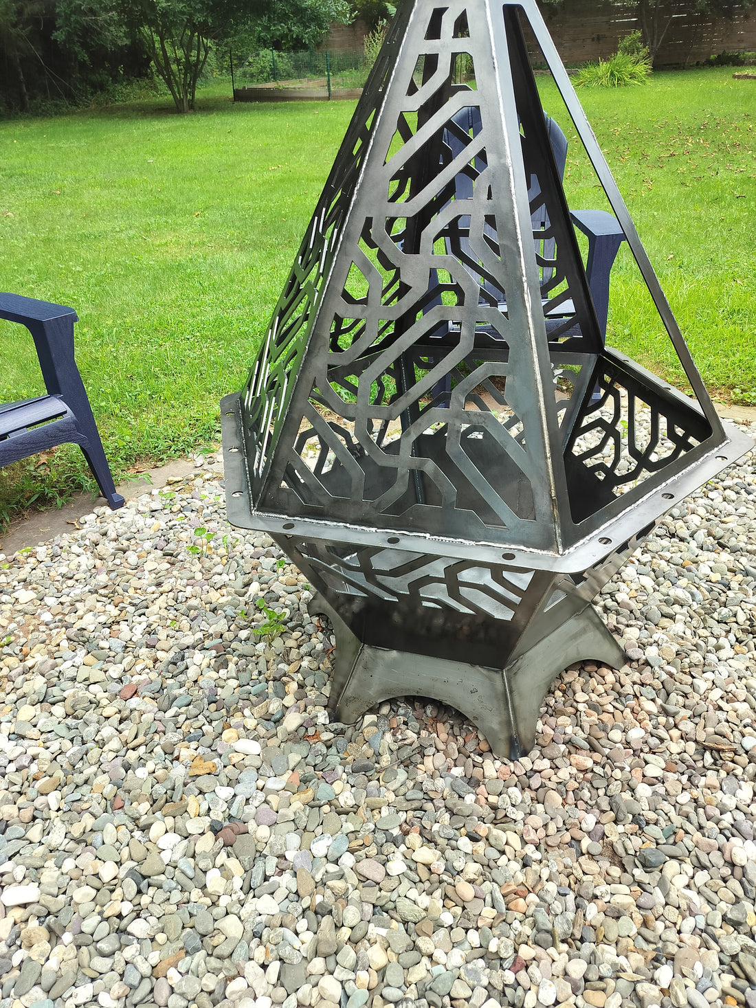 42" tall 2 piece firepit with grill attachment