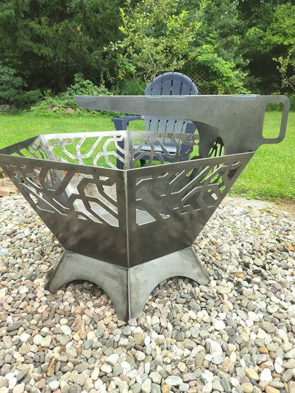 42&quot; tall 2 piece firepit with grill attachment