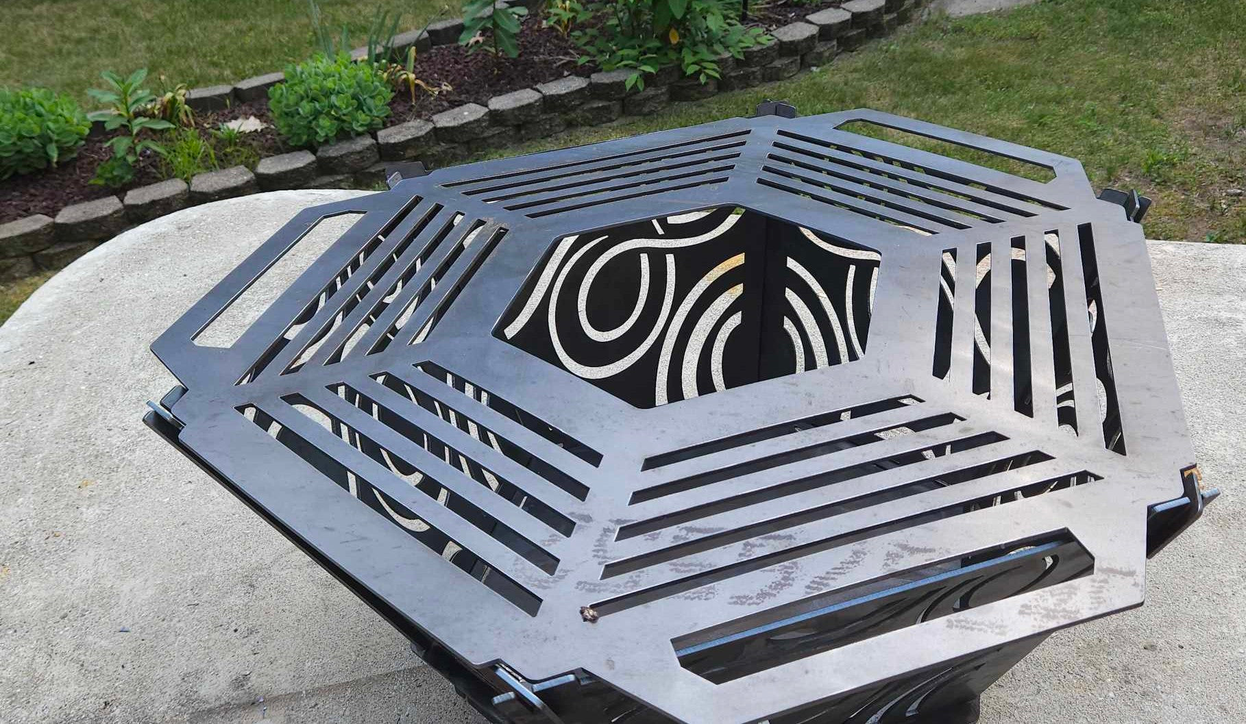 24&quot; collapsable swirl pattern firepit with cooktop