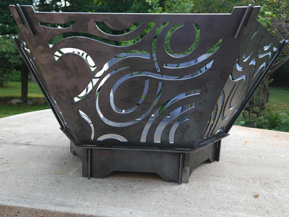 24&quot; collapsable swirl pattern firepit with cooktop