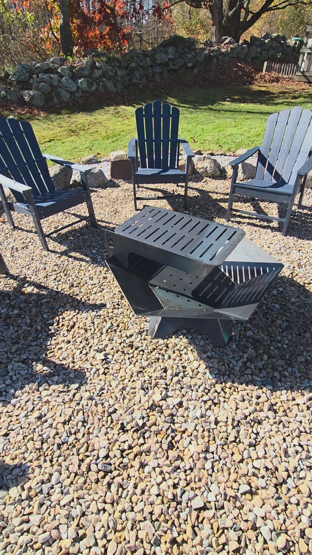 37"x37" hexagon firepit with removable cooktop