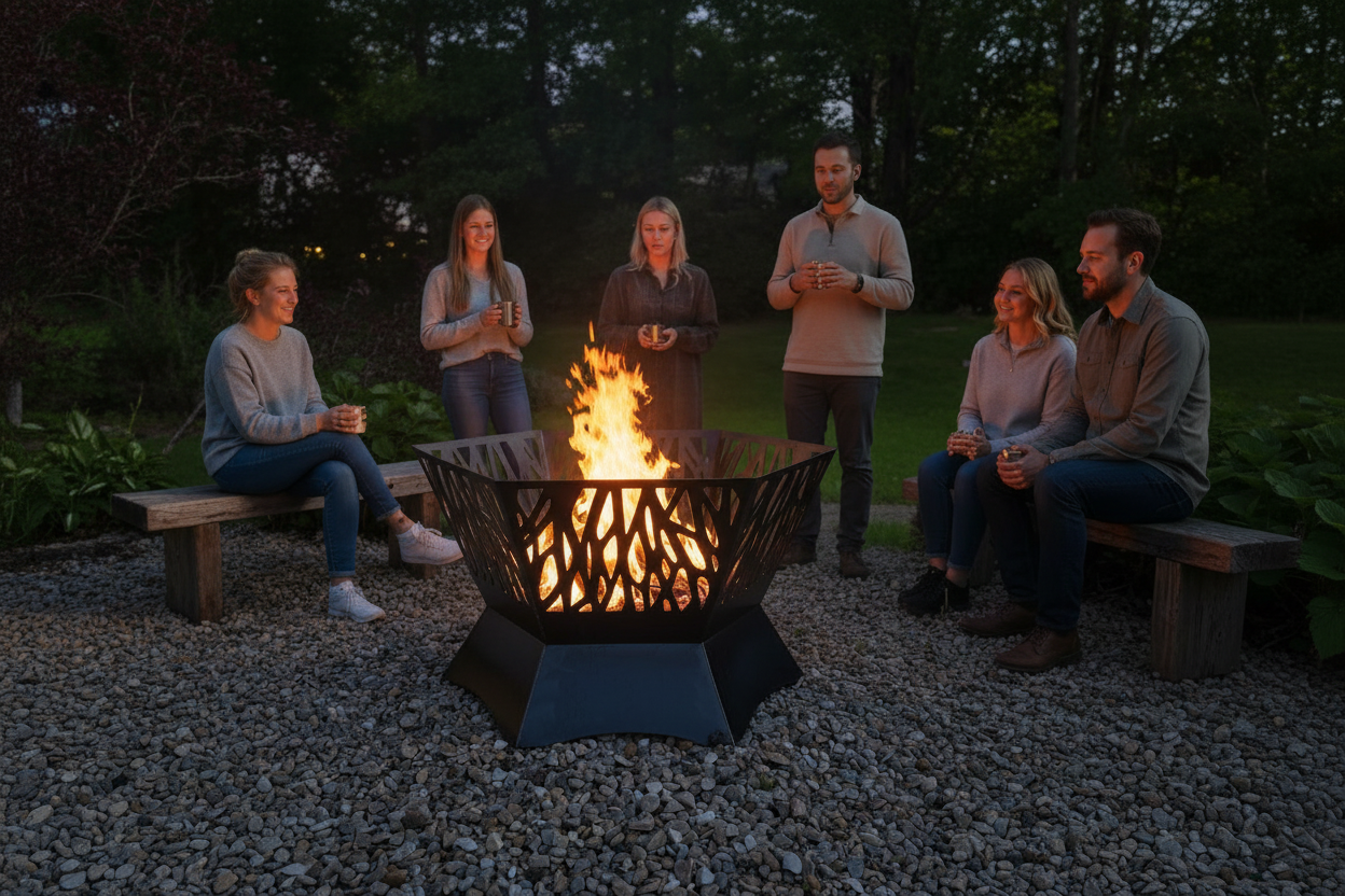 36" hexagon firepit with cutouts. 24" tall